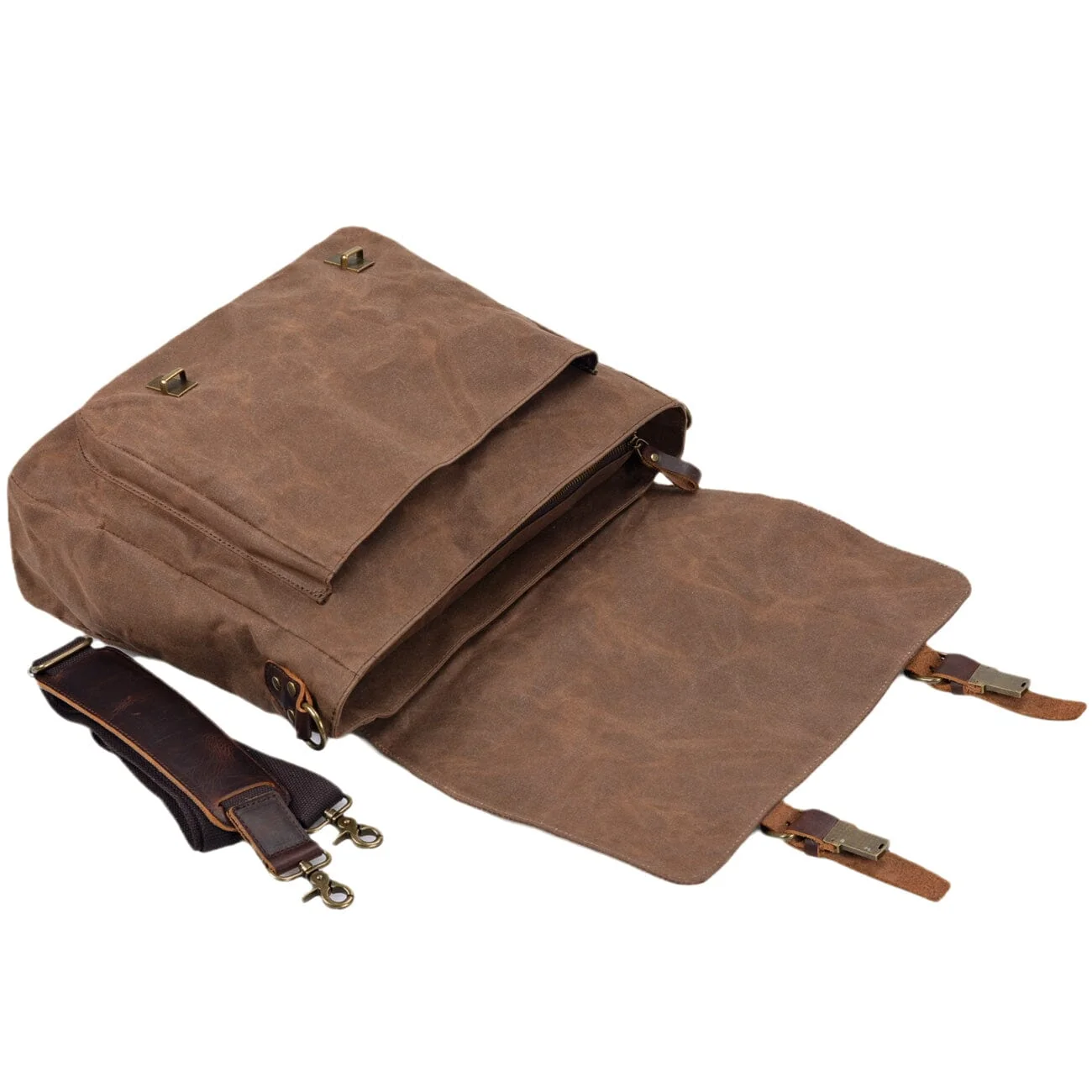 Canvas and Leather Messenger Bag | ORLANDO - Image 13