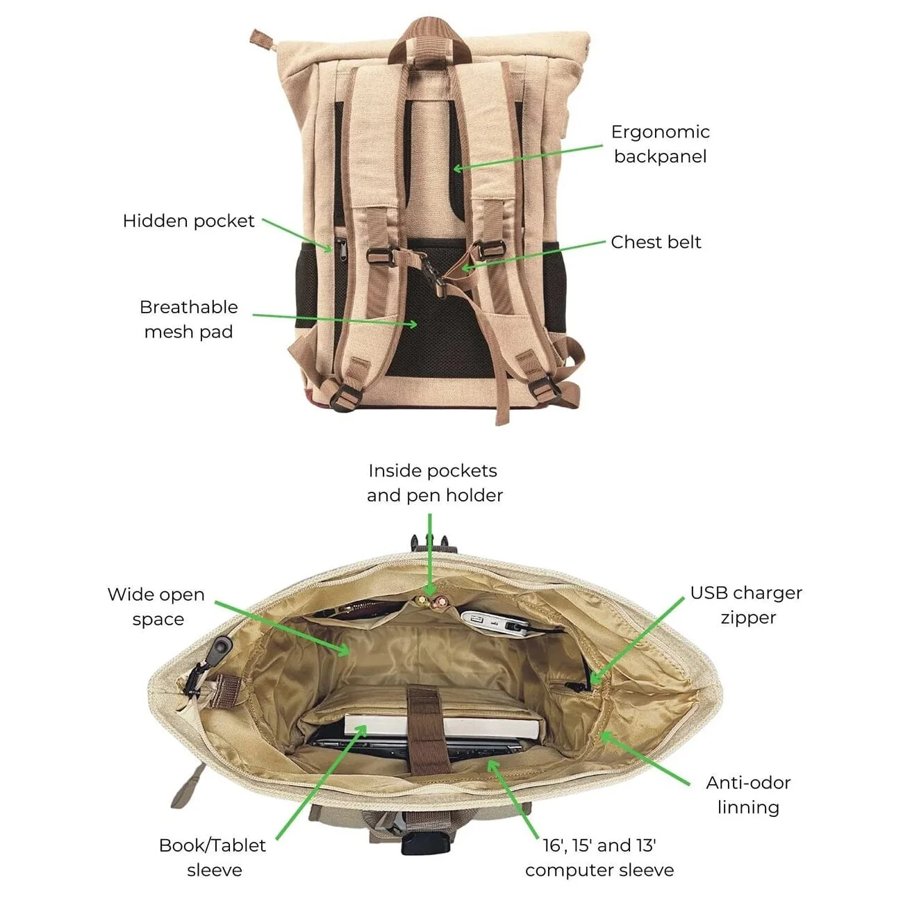Hemp Everyday Backpack - Image 10